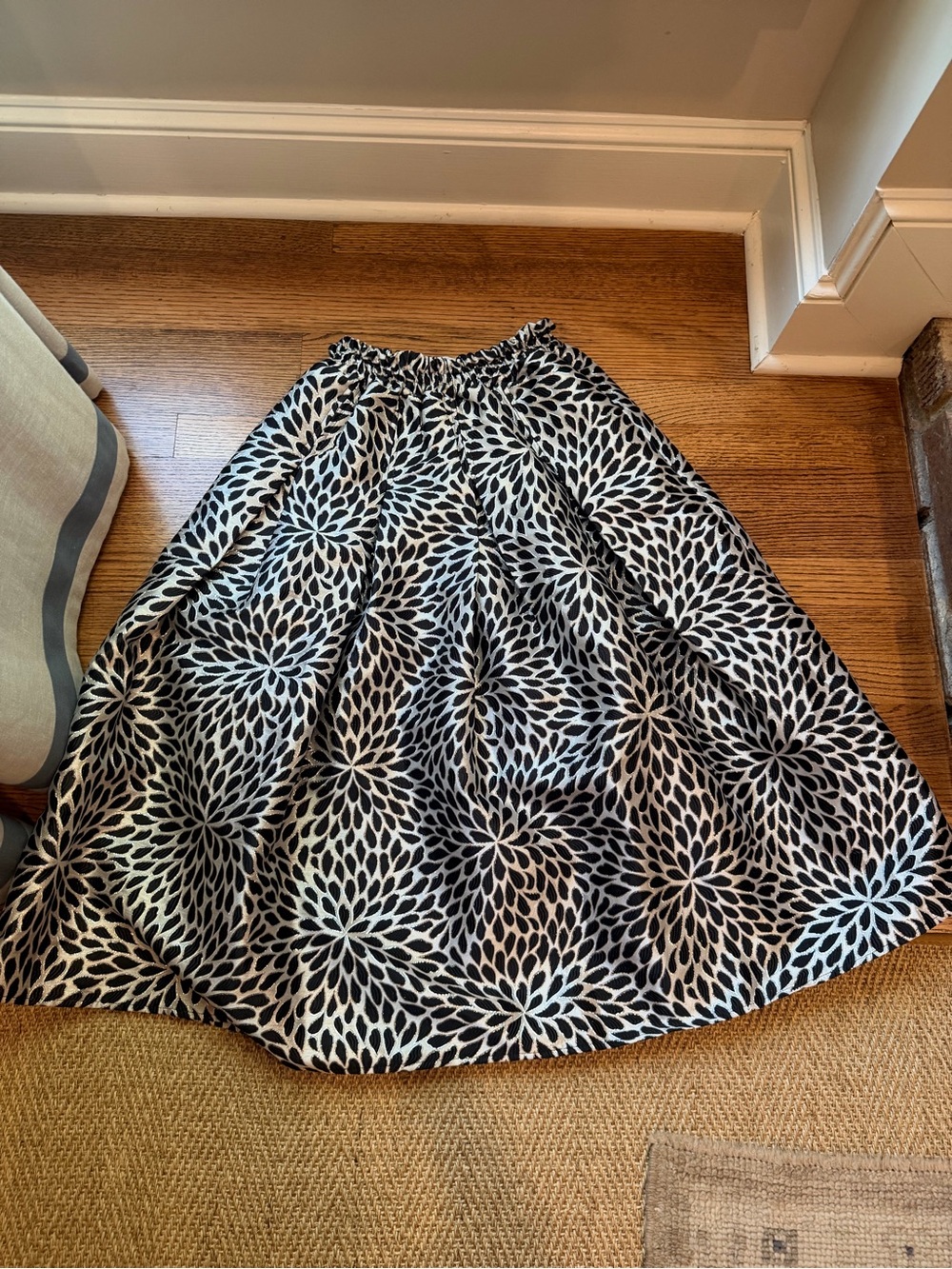 Buru Black/White/Silver A-Line Full Skirt